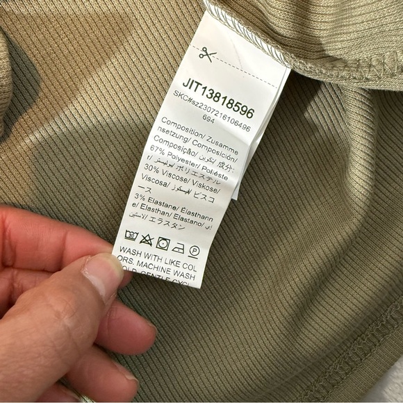 SHEIN Curve Long Sleeve Olive Green Ribbed Cutout Top Size 0XL - Picture 9 of 11